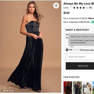 Lulus Always Be My Love Black Satin Strapless Pleated Maxi Dress